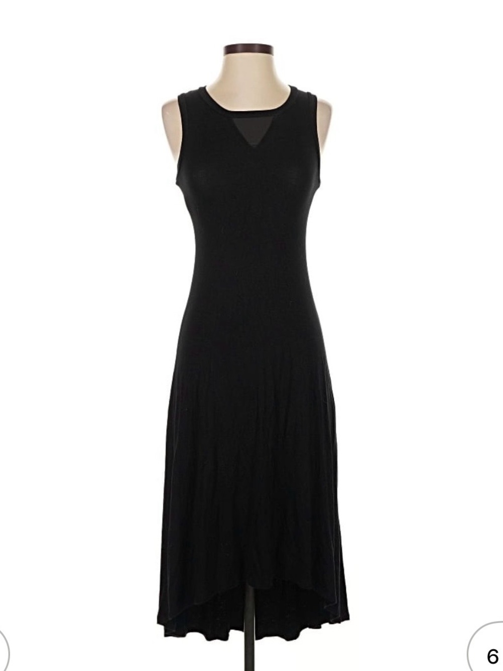 Monteau Black Sleeveless High-Low Midi Dress with Mesh V-Insert